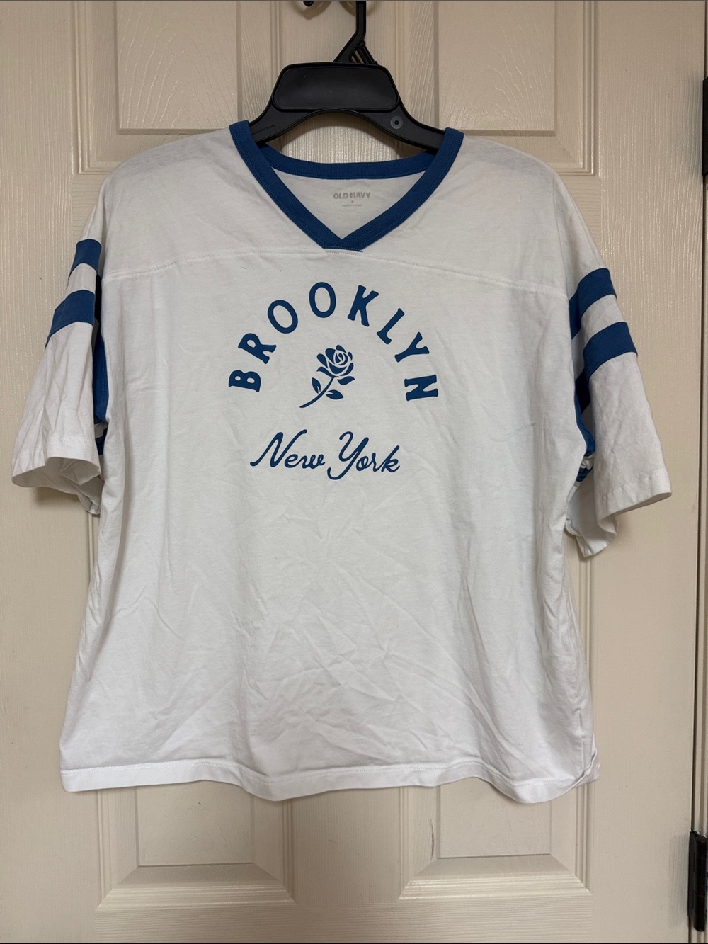 Old Navy White and Blue Brooklyn New York Graphic Tee